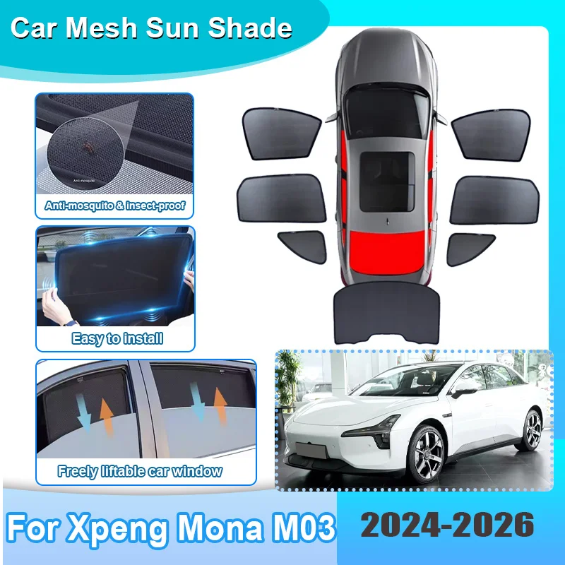

Солнцезащитная шторка для окон автомобиля Xpeng Mona M03 2024 2025 2026, затемняющая сетка, защита от УФ-излучения, теплоизоляция, шторка на лобовое стекло, автоаксессуары