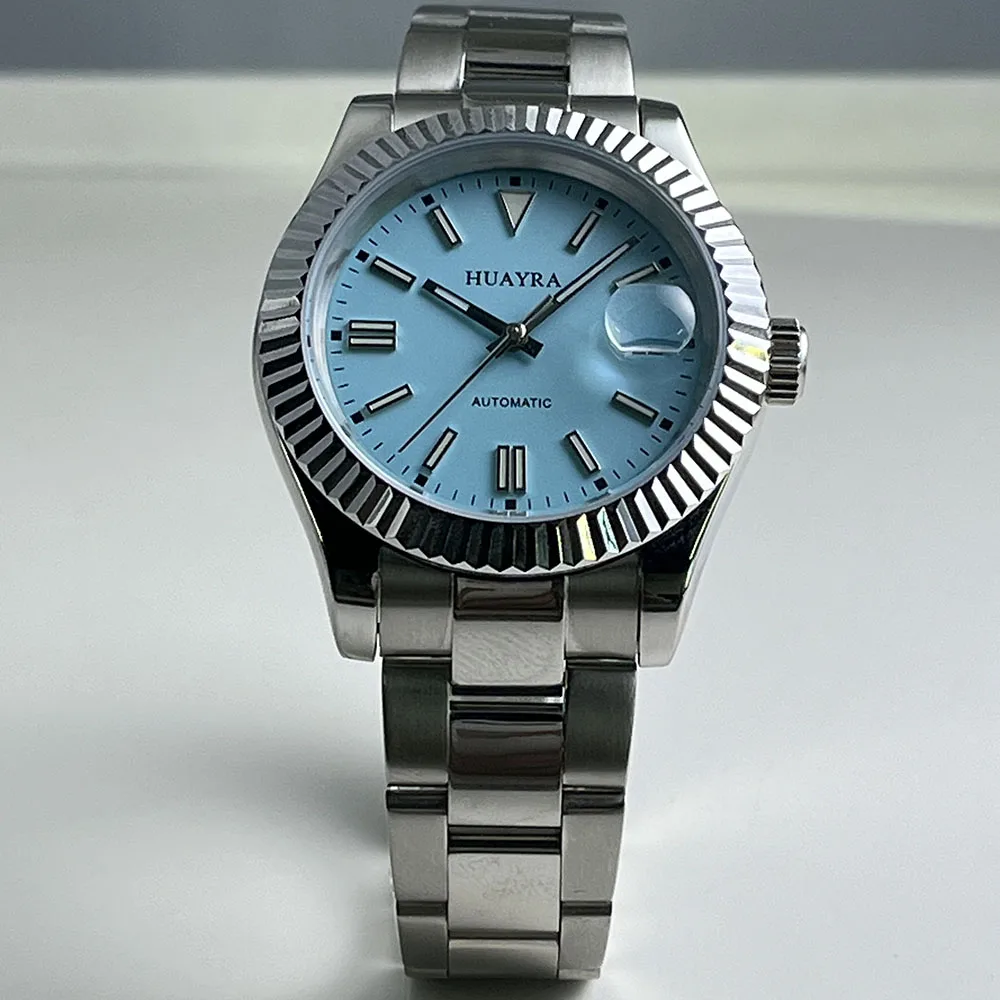 HUAYRA Men's Gift New leisure men's mechanical NH35 Movement automatic watch Stainless steel men's Sport blue dial waterproof