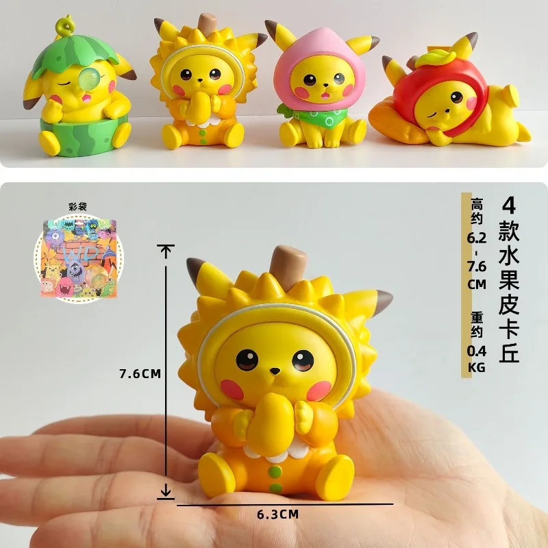 Pokemon di alta qualità Figura Anime Giocattoli Carino Frutta Pikachu Cieco Box Figurine Durian Pikachu Desktop Ornamento Regalo di Festa