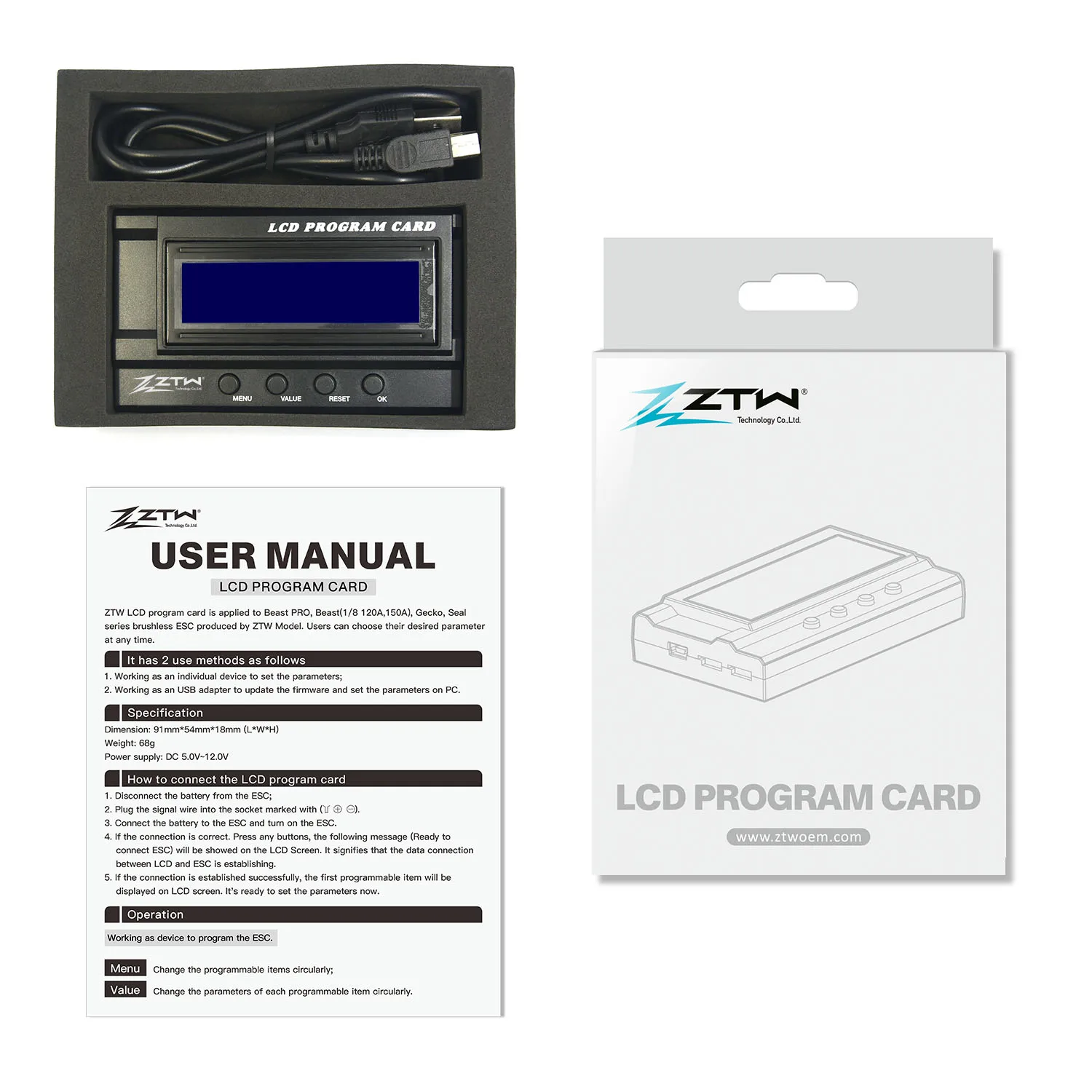 ZTW LCD scatola di programmazione scheda programma per bestia Pro Seal serie Gecko ESC regolatore di velocità senza spazzole RC aereo parti di