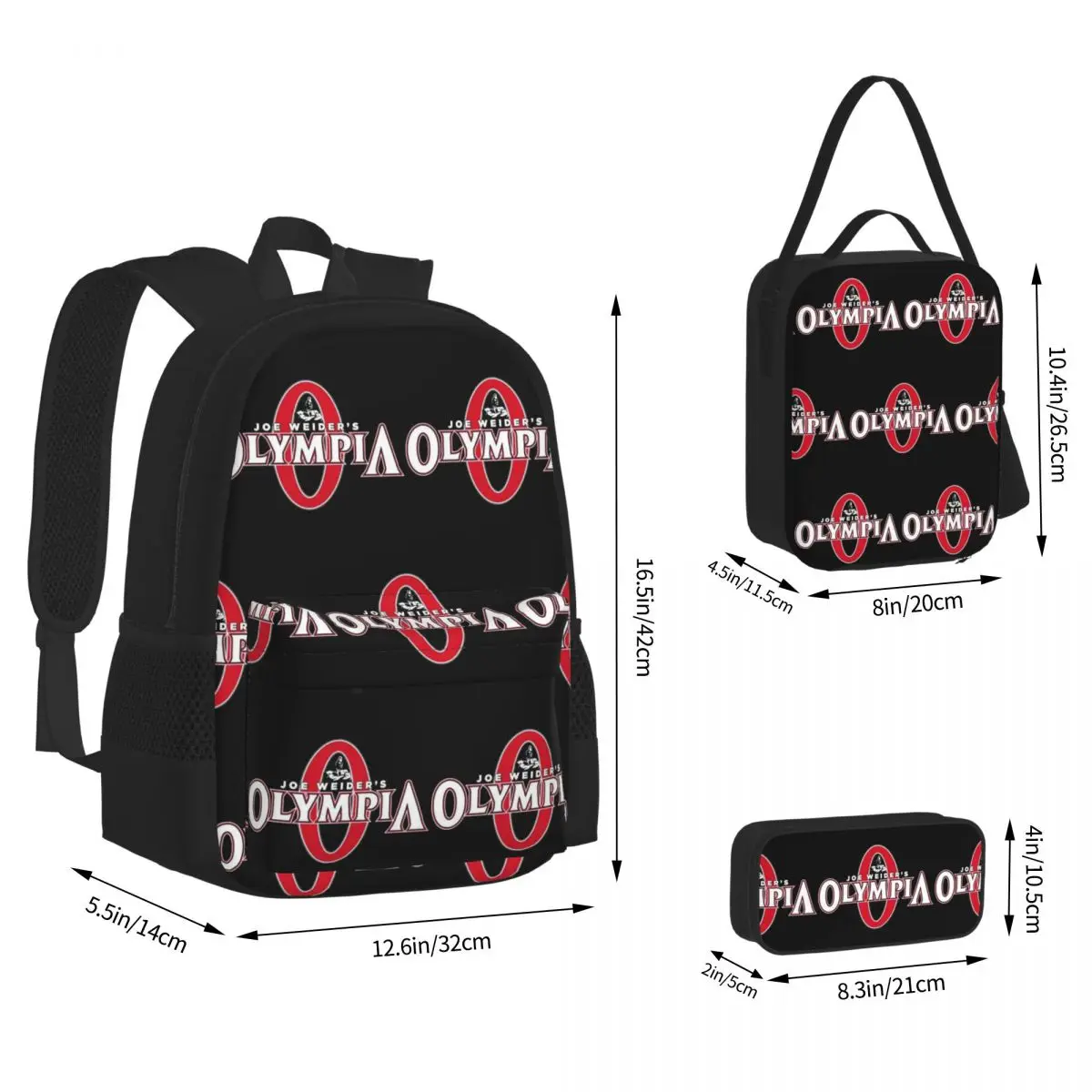 Future Mr OLYMPIA Motivations Backpacks Students Bookbag School Bags Rucksack Lunch Bag Pen Bag Three-Piece Set
