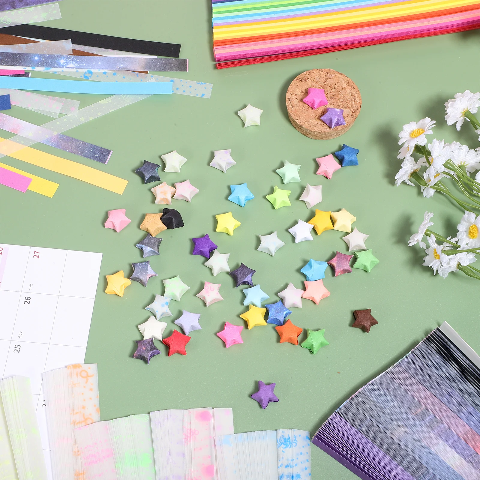 

1290Pcs Origami Star Paper Strips Glow Effect Sturdy Paper DIY Stars Craft Supplies for Party Origami Star Papers