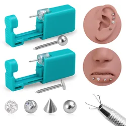 16 Gauge Disposable Sterile Lip Ear Cartilage Piercing Gun Tool Kit Includes 1pc Piercing Gun 4pcs Threaded Replacement Balls