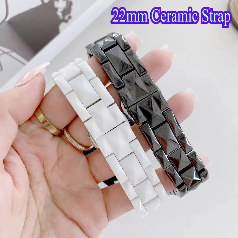 Correa de cerámica de 22mm para Xiaomi Watch S1/2/3/4, pulsera con hebilla de mariposa de Metal para Huawei Watch GT5-4-5 Pro 46mm/Amazfit GTR 47mm
