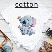 Summer Disney Kawaii Lilo Stitch Funny Cartoon Children Cotton T Shirt Stitch Cute Manga Graphic Kid Tshirt Baby Clothes Top Tee