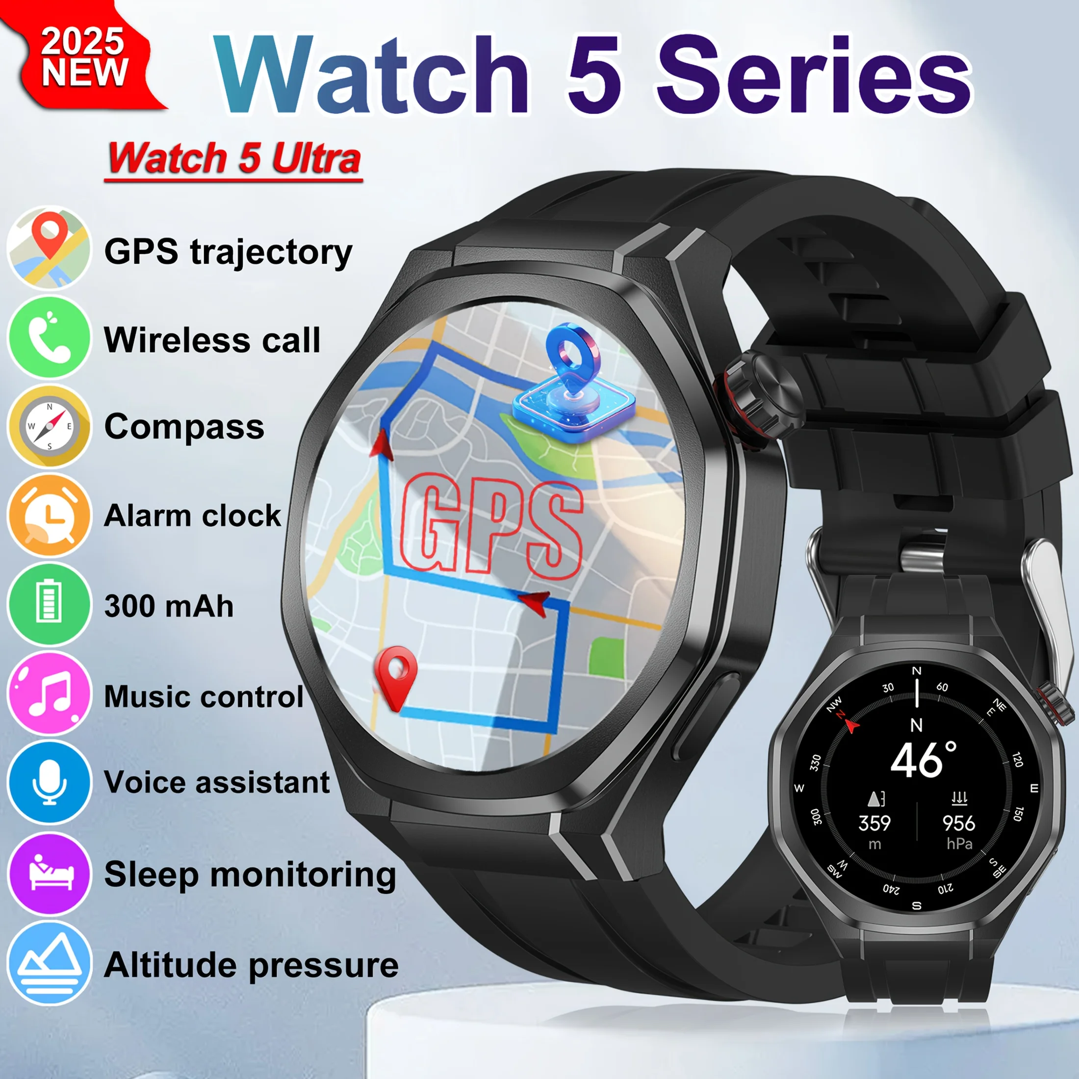 

Для HUAWEI IOS Спорт на открытом воздухе GPS Смарт-часы Мужчины 1,53-дюймовый HD AMOLED-экран IP68 Водонепроницаемые Bluetooth-вызовы NFC Smartwatch 2024