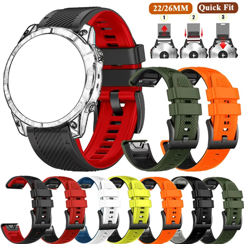 26mm 22mm Silikon Armband Für Garmin Instinct 3 45 50mm Fenix E 8 7X 7 Pro 6X6 Pro Smart Uhr QuickFit Armband Armband