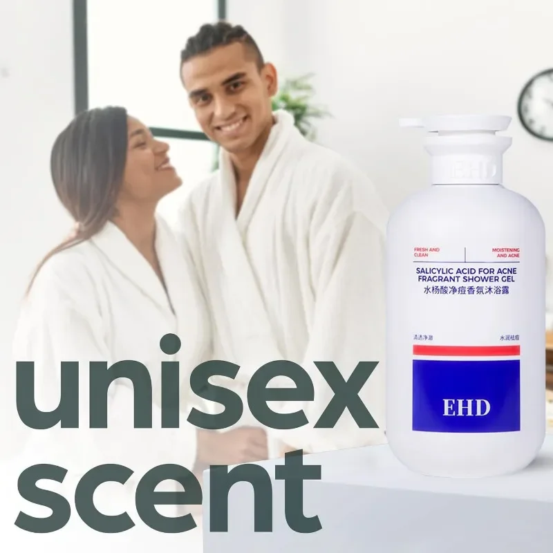EHD Salicylic Acid Fragrance Body Wash Gentle Exfoliating for Blemish-Prone Skin, Oil Control PH Balance Shower Gel Smooth Skin