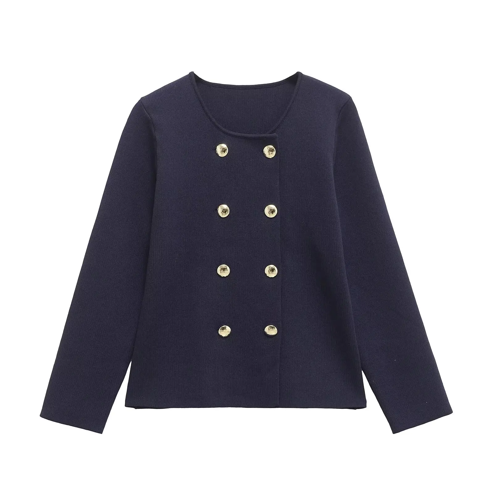 

ЖЕНСКАЯ Зимняя новая мода 2021, двубортная вязаная куртка в ленивом стиле, шикарная повседневная куртка с круглым вырезом Mujer