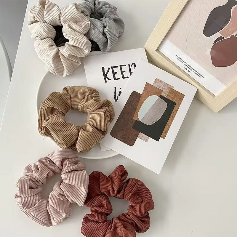 

Wholesale 6pcs/pack Women Girls Microfiber Scrunchie Knitted Fabric Chouchou Korean Fashion Scrunchies Set