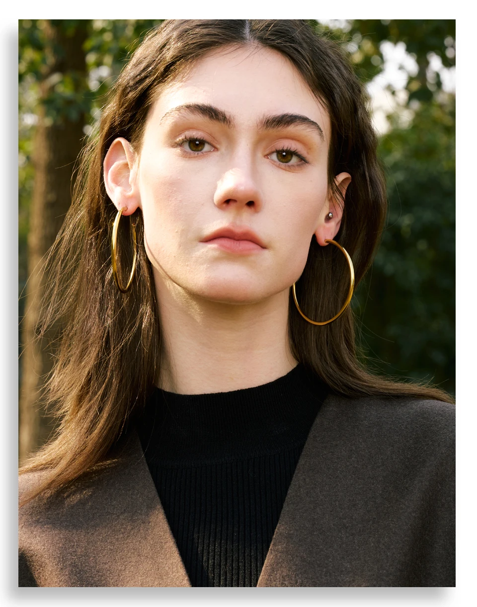 Yhpup 25/30/40/50/60/70mm Minimalist C-Shape Round Daily Hoop Earrings Stainless Steel Versatile Popular PVD Waterproof Jewelry – Detail 4