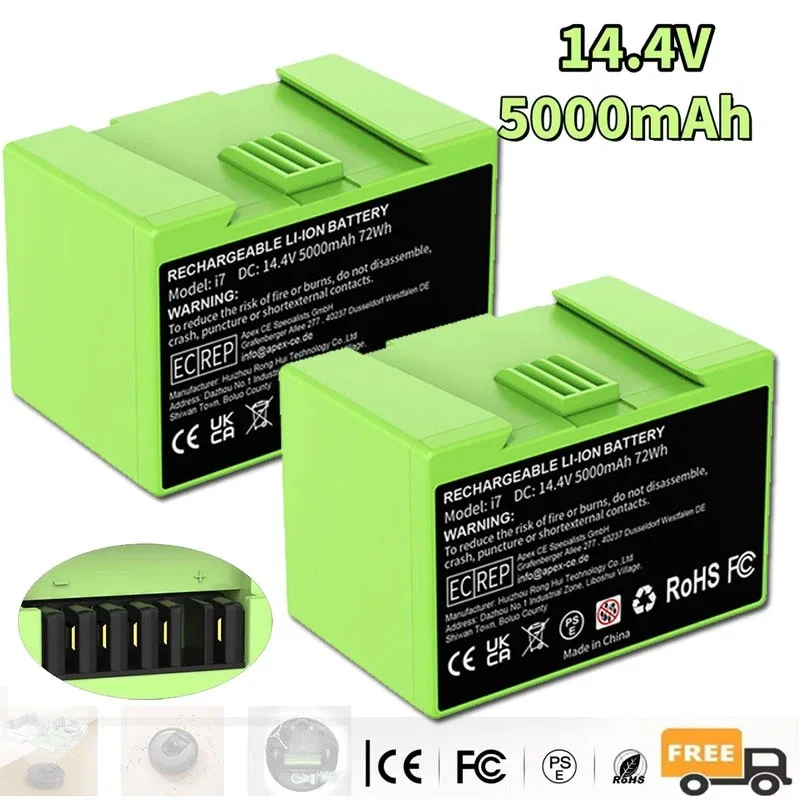 14.4 فولت 5000 مللي أمبير i7 تبديل البطارية لسلسلة رومبا e & i i i7 + i8 i6 i4 i4 + i3 i3 + i7158 J7 7150 7550 و e e5 e6 e5150 e5152 #1