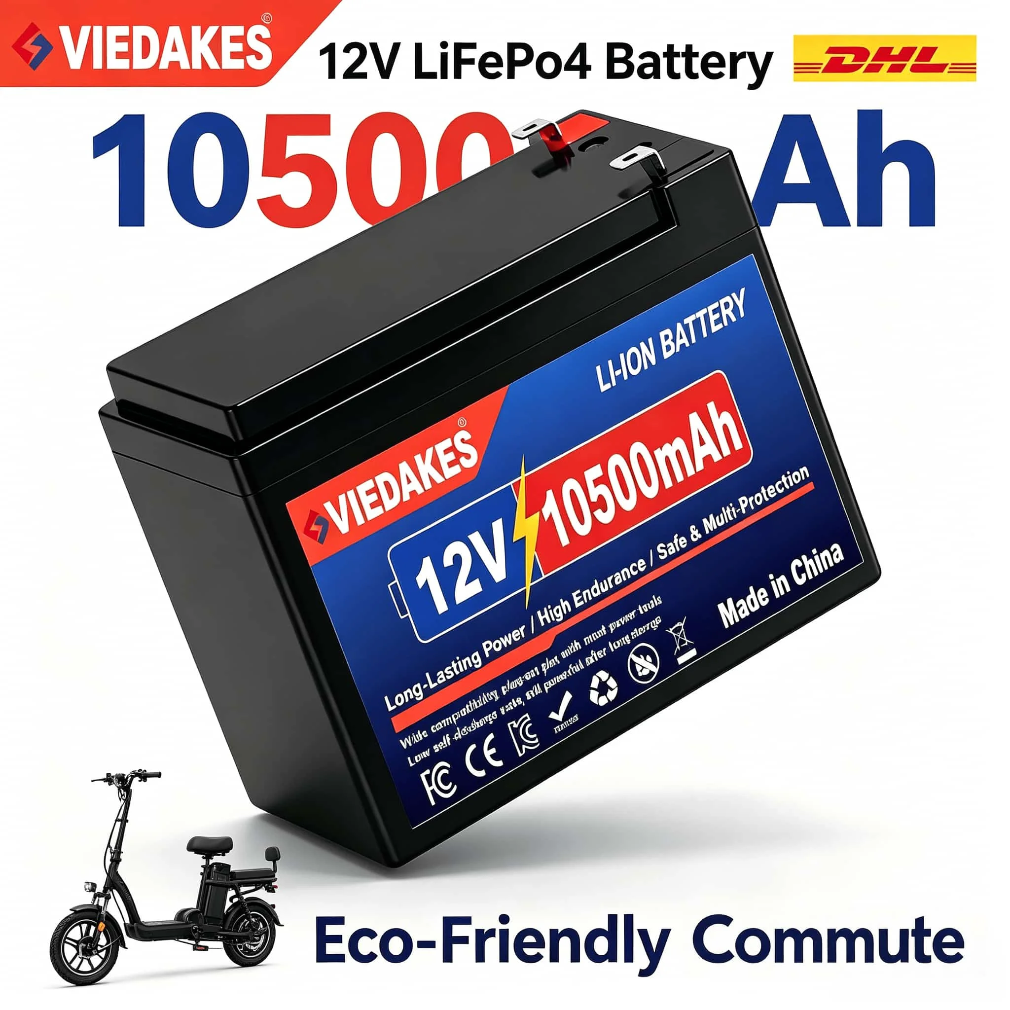 👍12V 10500mAh Rechargeable Lithium Iron Battery VIEDAKES Perfect Fit For Kids Electric Toy Car Children Balance Scooter E-Bike