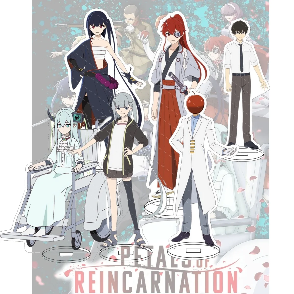 

Anime Petals of Reincarnation Acrylic Stand John V Neumann Figure Model Plate Wheelchair Girl Desktop Decor Keychain Gift