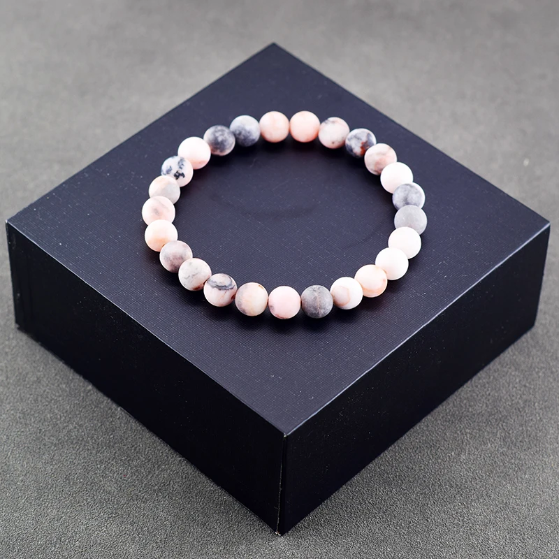 Froster Natural Pink Zebra Stone Bracelet Women Energy Jasper Bracelet Jewelry Male Bangles Yoga Healing Essential Oil Diffuser