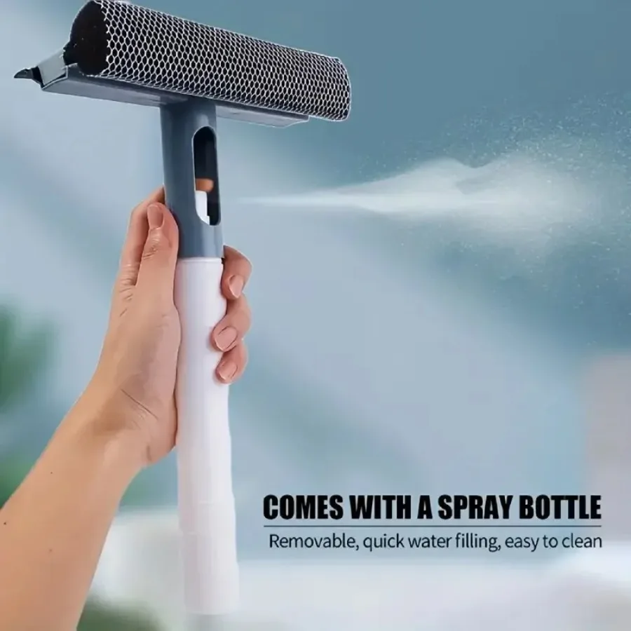 Applicable to bathroom mirror window, with spray double-sided window cleaner wiper, three in one window cleaner glass wiper