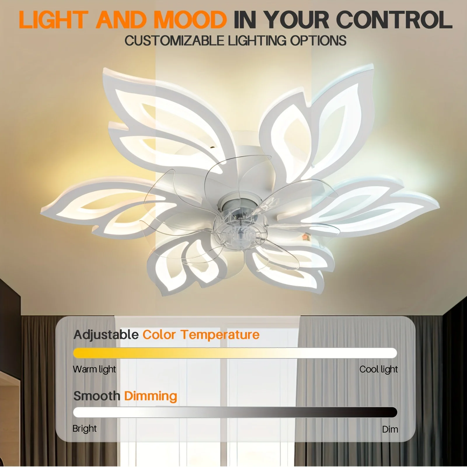 

25 Bladeless Ceiling Fan with Color-Changing LED Light ，Ultra-Quiet 6-Speed Remote Control - Space-Saving- Smart Timing Function