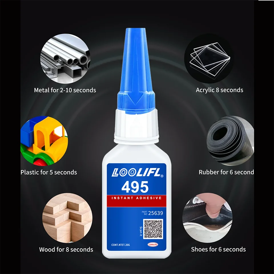 495 Instant Strong Super Glue Universal Superglue Mighty Instant Glue for Resin Ceramic Metal Glass Fast Dry