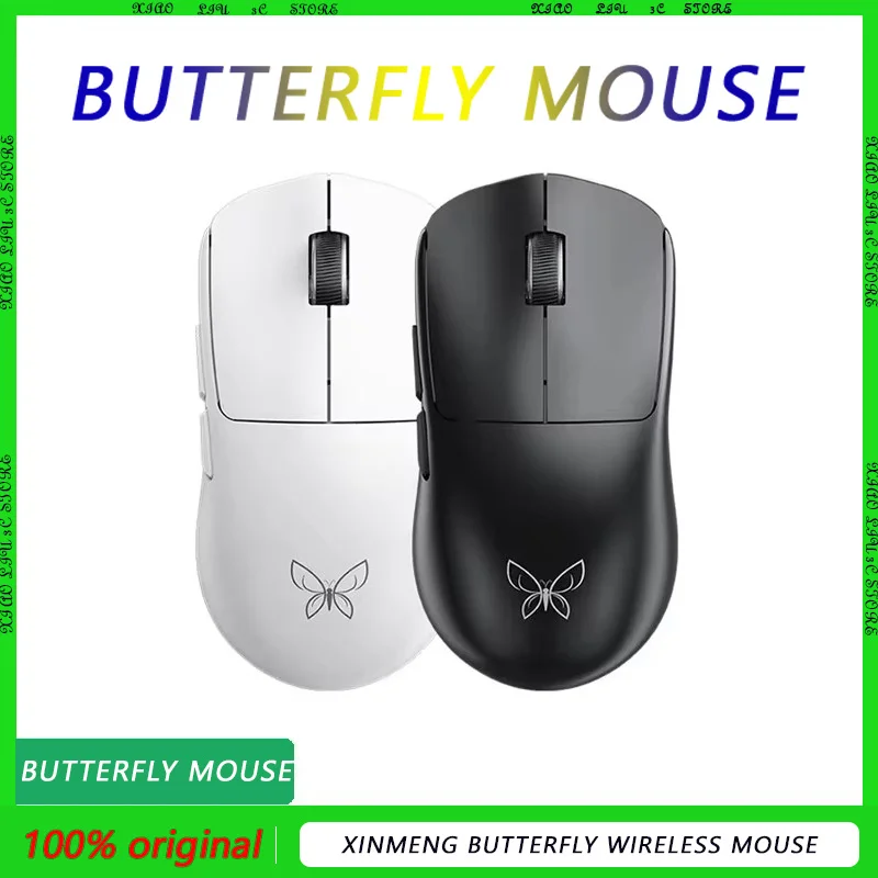 XINMENG Butterfly Wireless Mouse Three Mode PAW3395 Sensor Gaming Mouse 48g Light Weight 600mAh Ergonomics Pc Gamer Mac Office