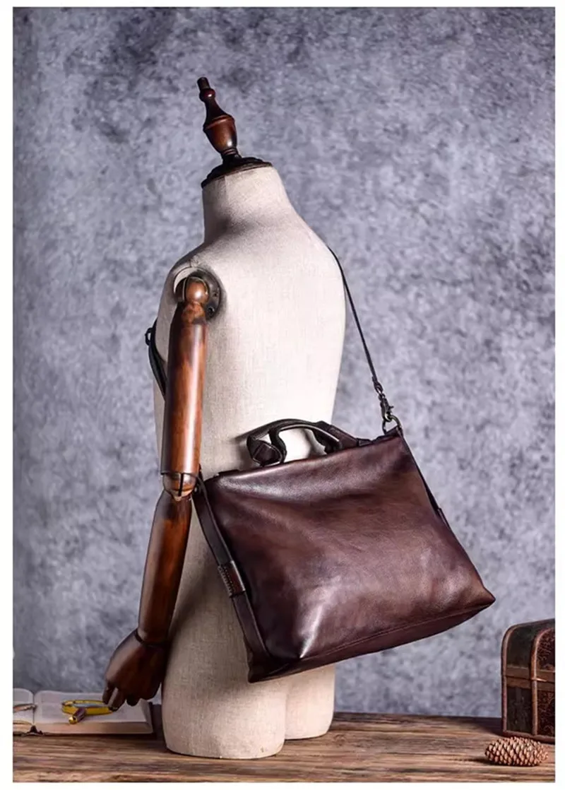 PNDME Designer Vintage Echtleder Aktentasche für Damen und Herren, Organizer, Luxus Rindsleder Arbeitstasche, Laptop-Messenger-Tasche, Handtasche – Detail 15