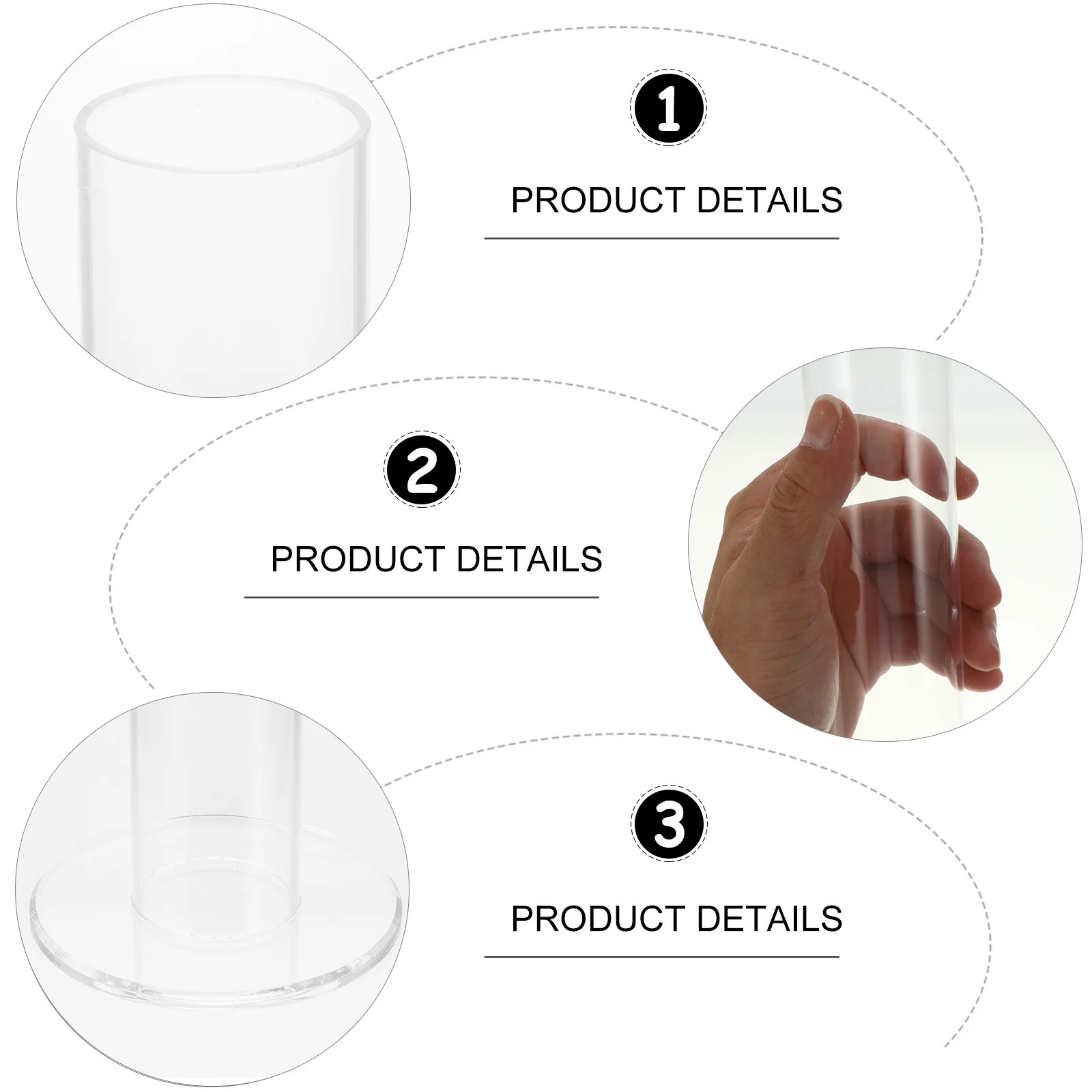 

1pc Acrylic Hair Tie Display Stand Transparent Thick Round Base Hd Clear Holder For Hair Loops Flower Arranging Tube