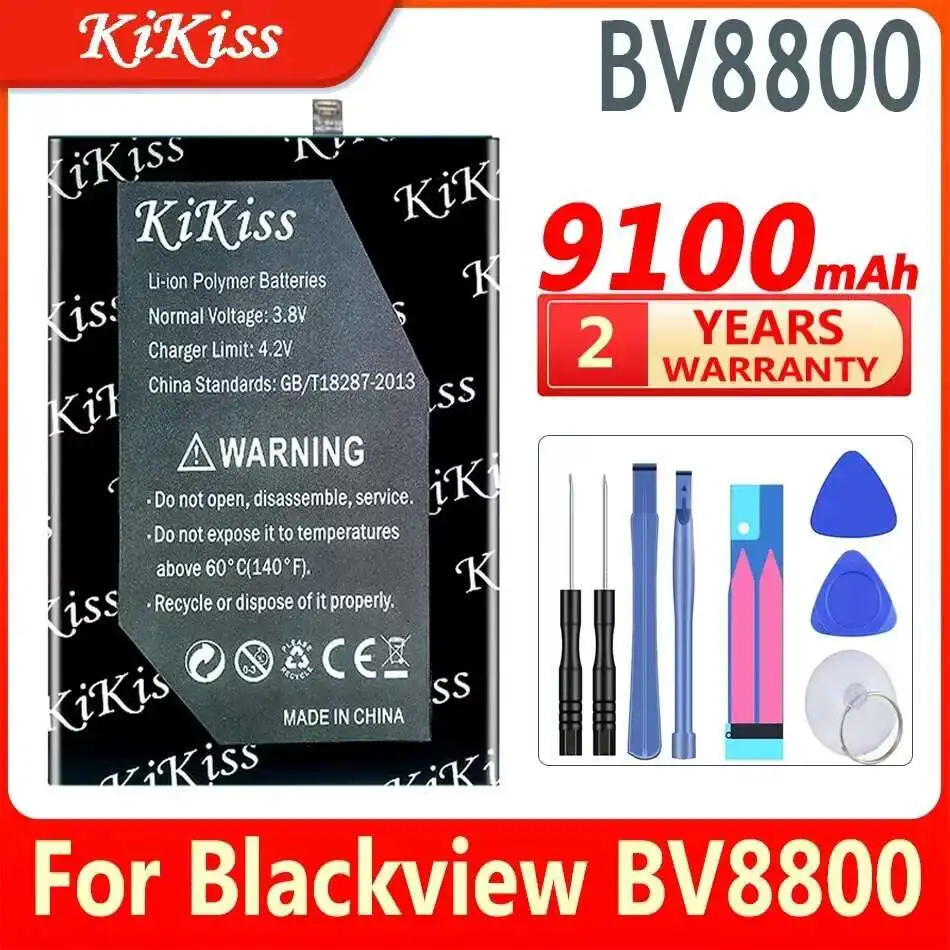 

New KiKiss Li456182PHTT-B Battery 9100mAh For Blackview BV8800 BL8800 Pro Mobile Phone Bateria