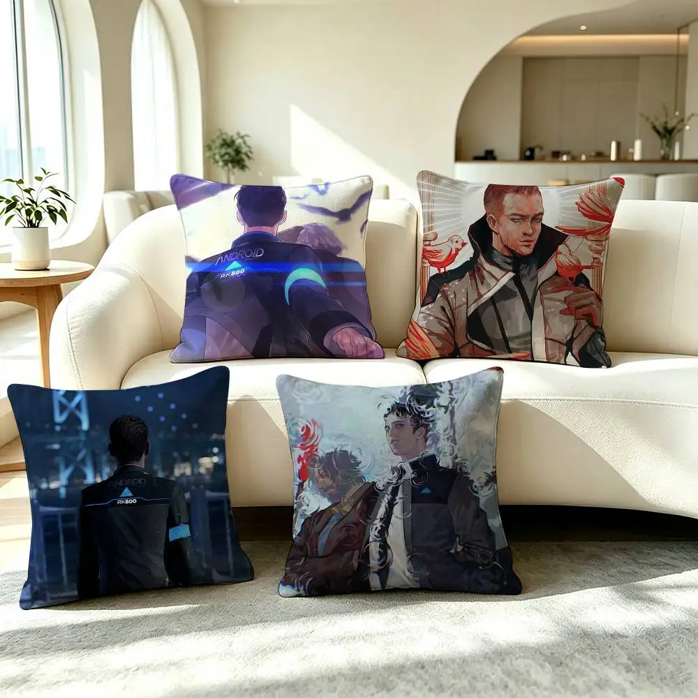 D-Detroit Become Human Game Square Double-Sided printed Pillow Case Bedroom Bedside Pillow Sofa Cushion Cover