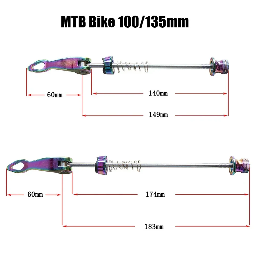 1 par de brochetas de liberación rápida para rueda de bicicleta de montaña y carretera, juego de brochetas delanteras y traseras de 130mm y 135mm