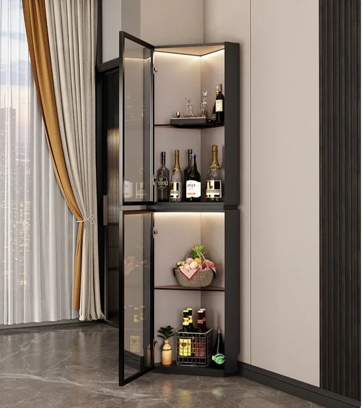 

Итальянский угловой шкаф для хранения чая в гостиной, столовой со стеклянной дверью и винным шкафом с лампой