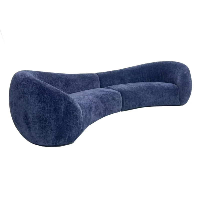 

Italian minimalist U-shaped curved big white bear cream wind lamb wool moon sofa