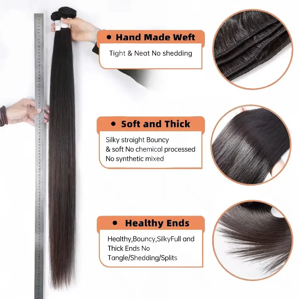 28 28 30Inch Bone Straight Human Hair Weave Bundles Brazilian Virgin Unprocessed Raw Human Hair Extension 3 4 Bundles Wef image 5