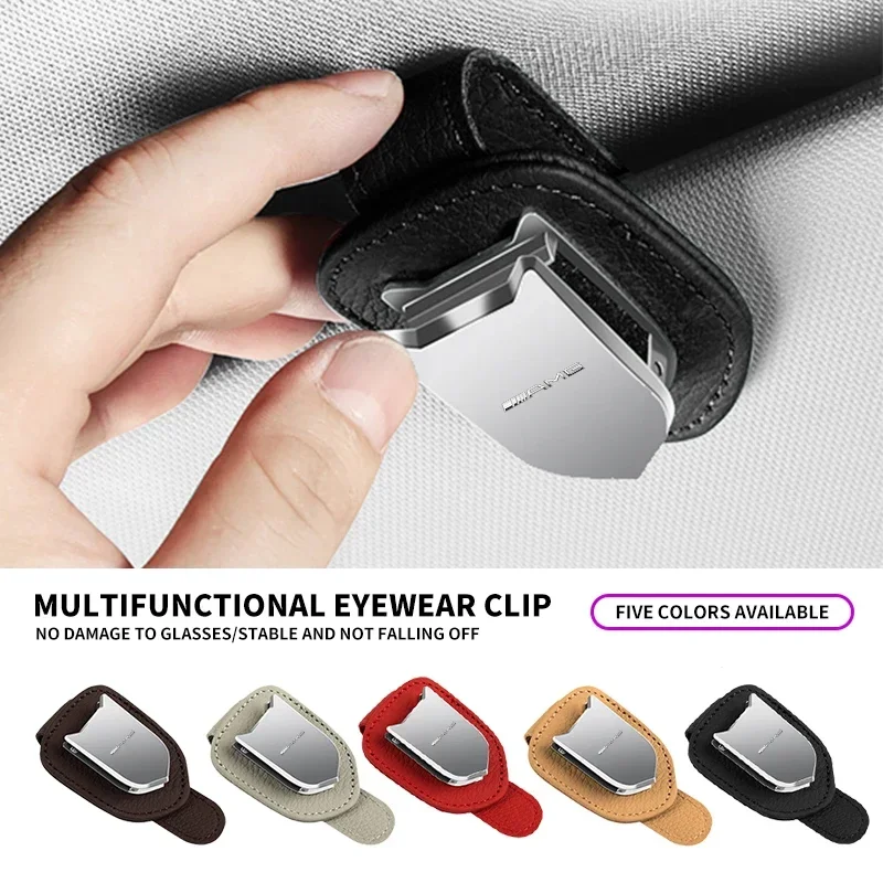 

Car Sunglasses Holder Car Metal Leather Clip For Mercedes Benz AMG GLC GLB GLE CLA W206 W204 W205 W212 W213 W169 Accessories