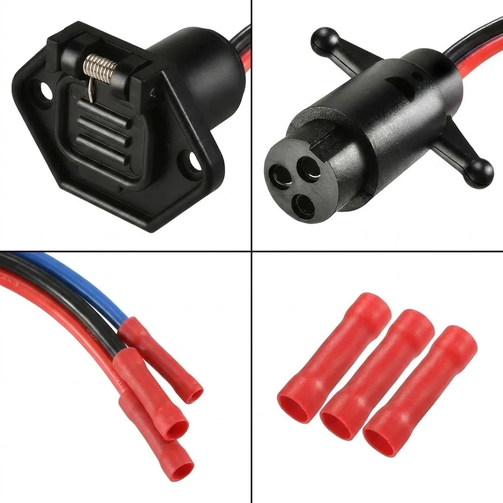 Keyed For Trolling Motor Socket for Secure 3-Wire Connection with Audible Click and Flame Retardant Material Housing