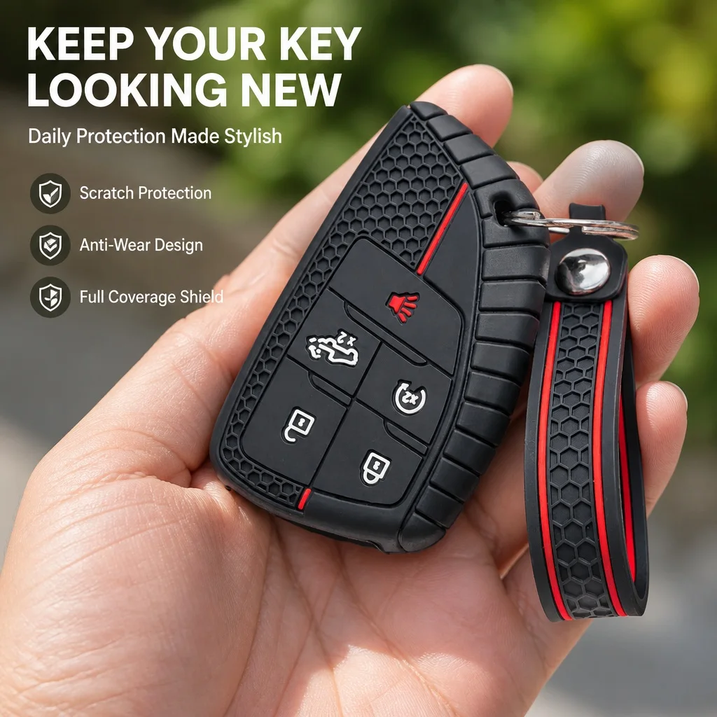 Key Shell Cover for GMC Canyon Sierra Yukon Savana Suburban HD with Keychain Anti-Scratch Shockproof Soft Grip Button Friendly