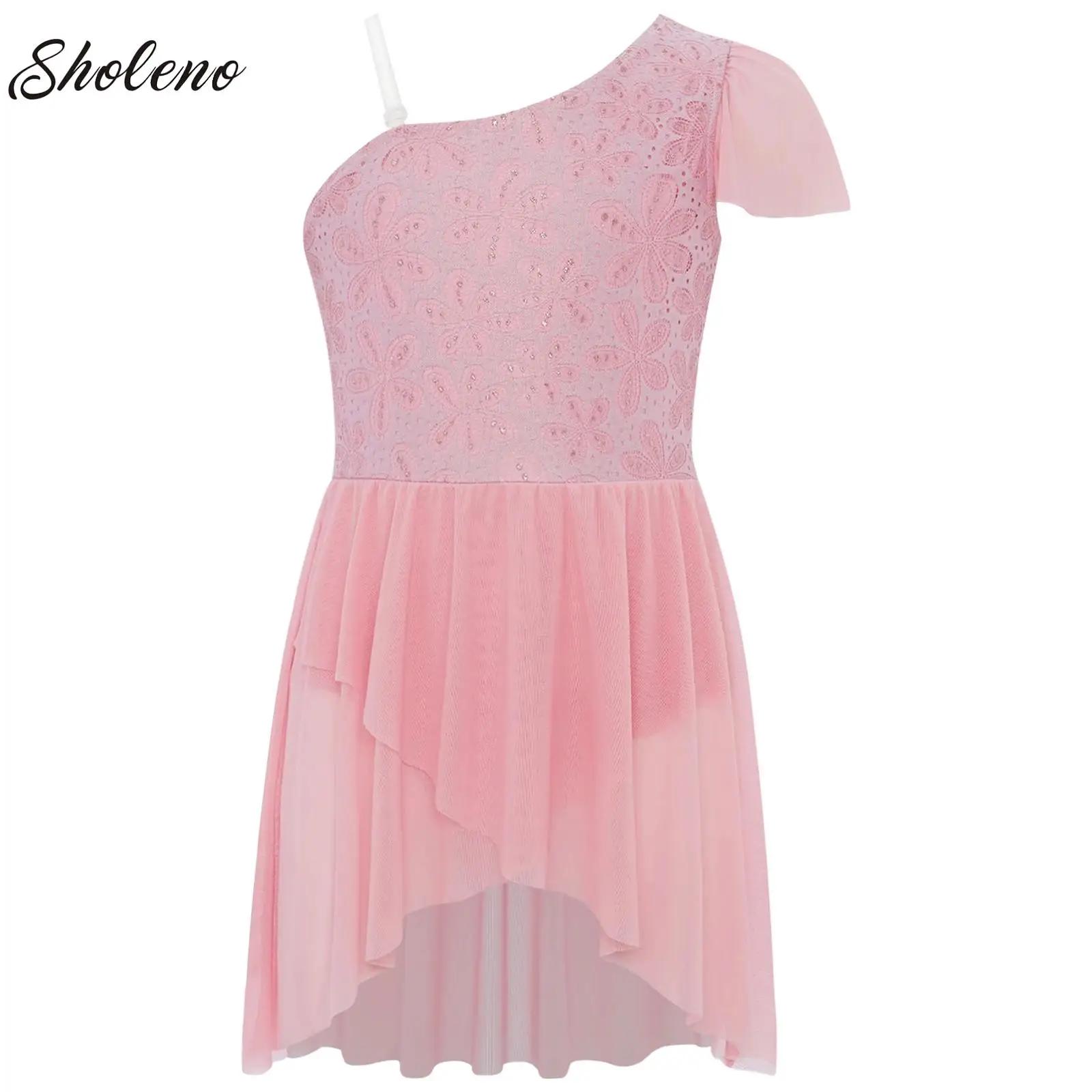 

Girls Ballet Dance Leotard Dress Spaghetti Straps Floral Lace Ballet Latin Dance Gymnastics Leotard Lyrical Performance Costume