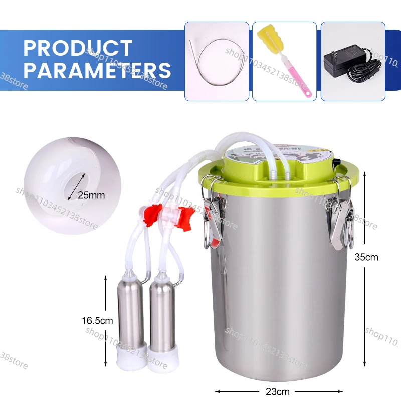 16L Electric Pulse Automatic Cow Milking Machine with Stainless Steel Barrel Suction Milking Machine for Cattle Sheep and Goats