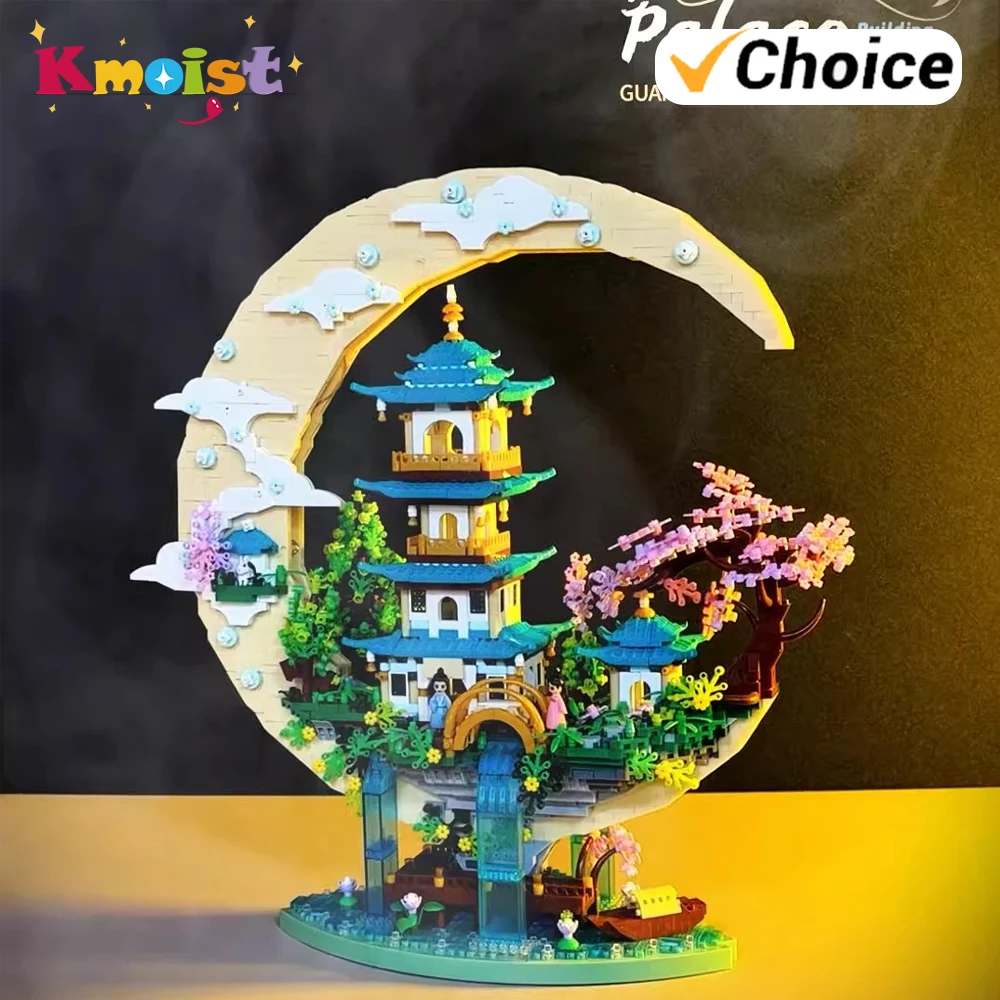 

Creative Moon Legend Building Blocks Set Waterfall Pond Castle Tree House View City Model Bricks Toys for Children Adult Gifts