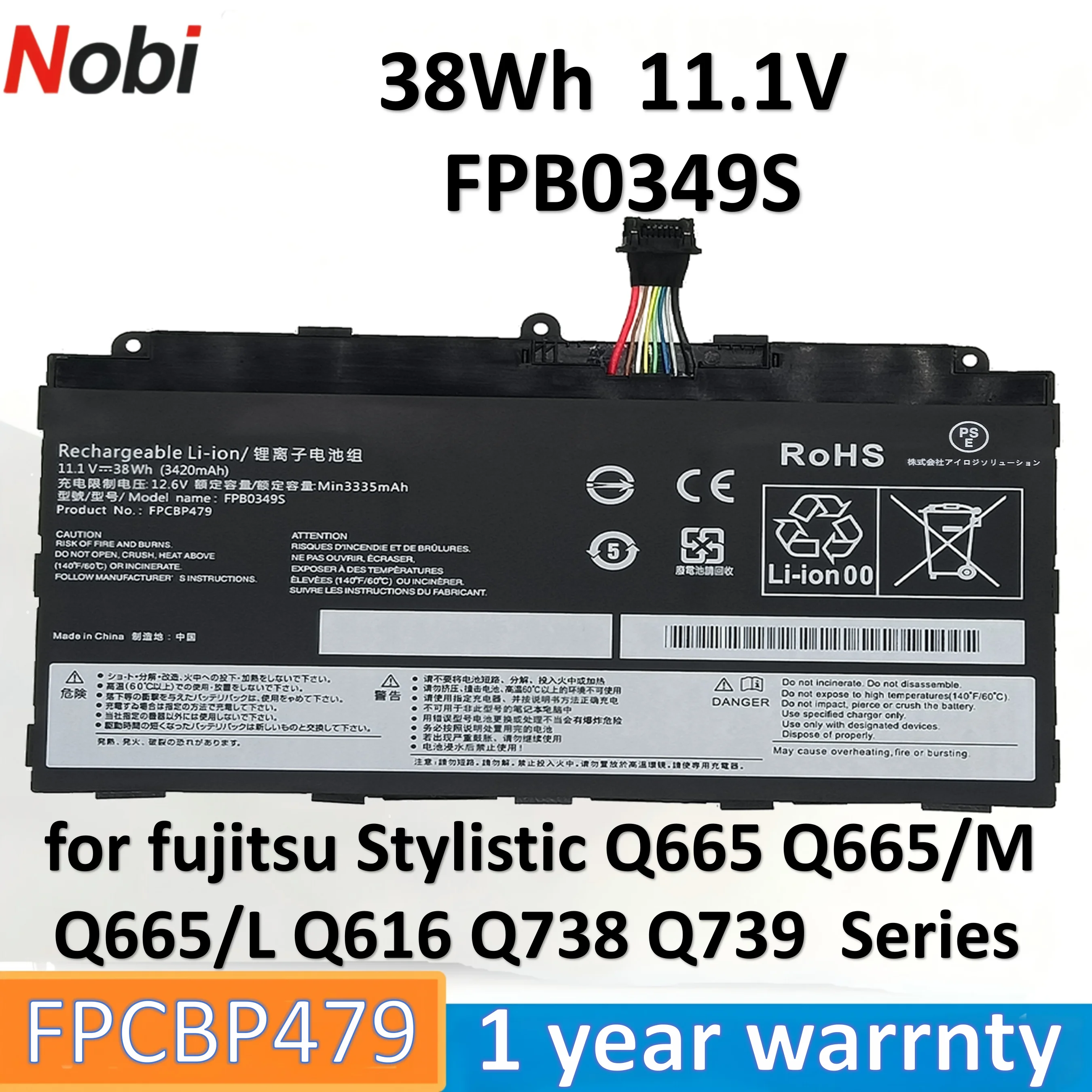 

Nobi FPB0349S FPCBP479 FPB0326S CP690859 CP690859-01 CP700540-01 battery for Fujitsu Stylistic Q665 Q665/M Q665/L Q616 Q738 Q739