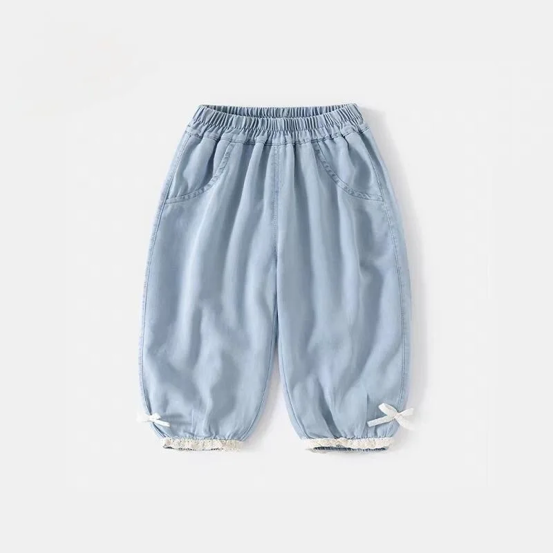 

2026 Four Seasons New Hot Selling Children's Thin Anti Mosquito Bundle Foot Solid Color Cool Pants