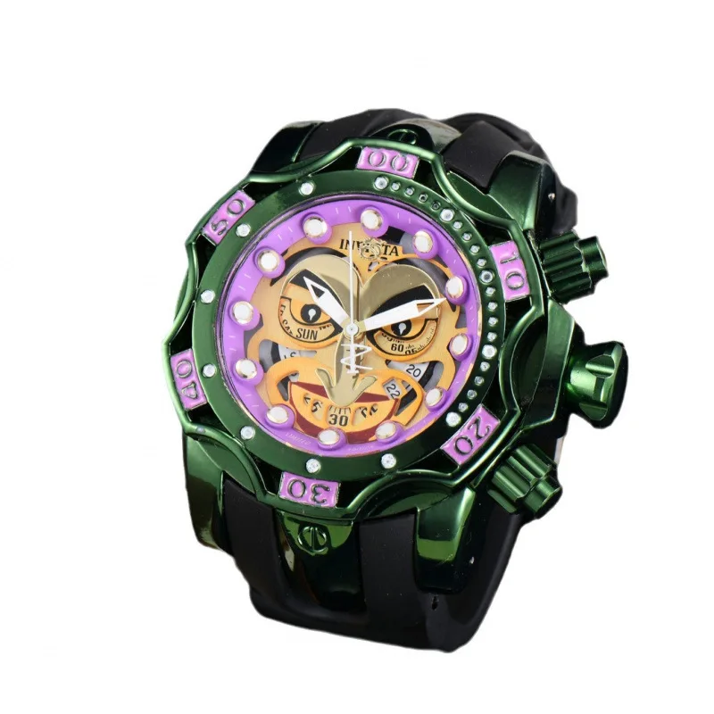 2025 ساعة كوارتز رجالية من إنفيكتا جوكر ستانلس ستيل 1000 متر مقاومة للماء مينا لوني إصدار محدود نمط رياضي مجاني