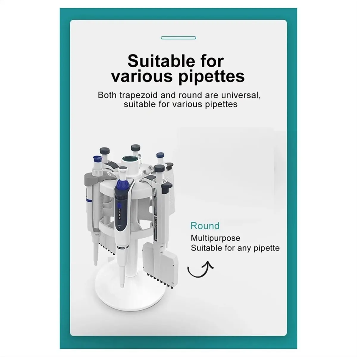 HITL Universal Laboratory Pipette Rack Pipette Stand and Round Pipette Holder for Placing Lab Micropipette Anti-Slip Grooves