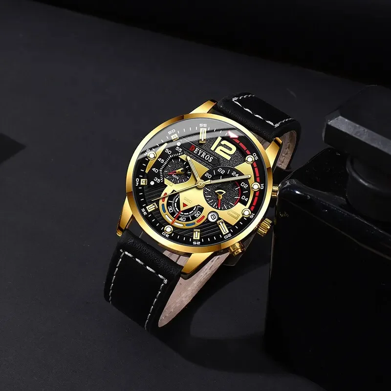 ساعة يد رجالية ديروس ، كوارتز ، تقويم ، عمل ، كاجوال ، هدايا