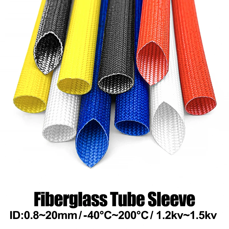 ID1mm/2/4/6/8/10/12/14~ 30mm Braided Fiberglass Sleeve 200 Deg.C High Temperature Chemical Glass Fiber Tube Fiberglass Hose 2/5M