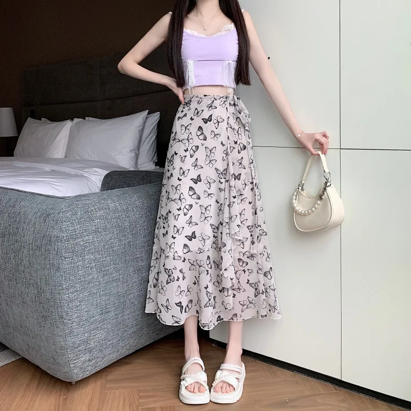 Der originale Rüschenrock mit Blumenmuster von Jia Shu Workshop ist romantisch, modisch und elegant, ein hochwertiger Rock für Damen im Sommer. – Detail 2