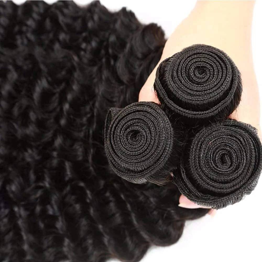 Brasilianisches Remy Echthaar, Deep Wave Bündel, 1/3/4 Stück pro Set, 30-40 Zoll, natürliche Farbe, lange, dicke, weiche Haarverlängerungen, minimaler Haarausfall, verhedderungsfrei, für Frauen.