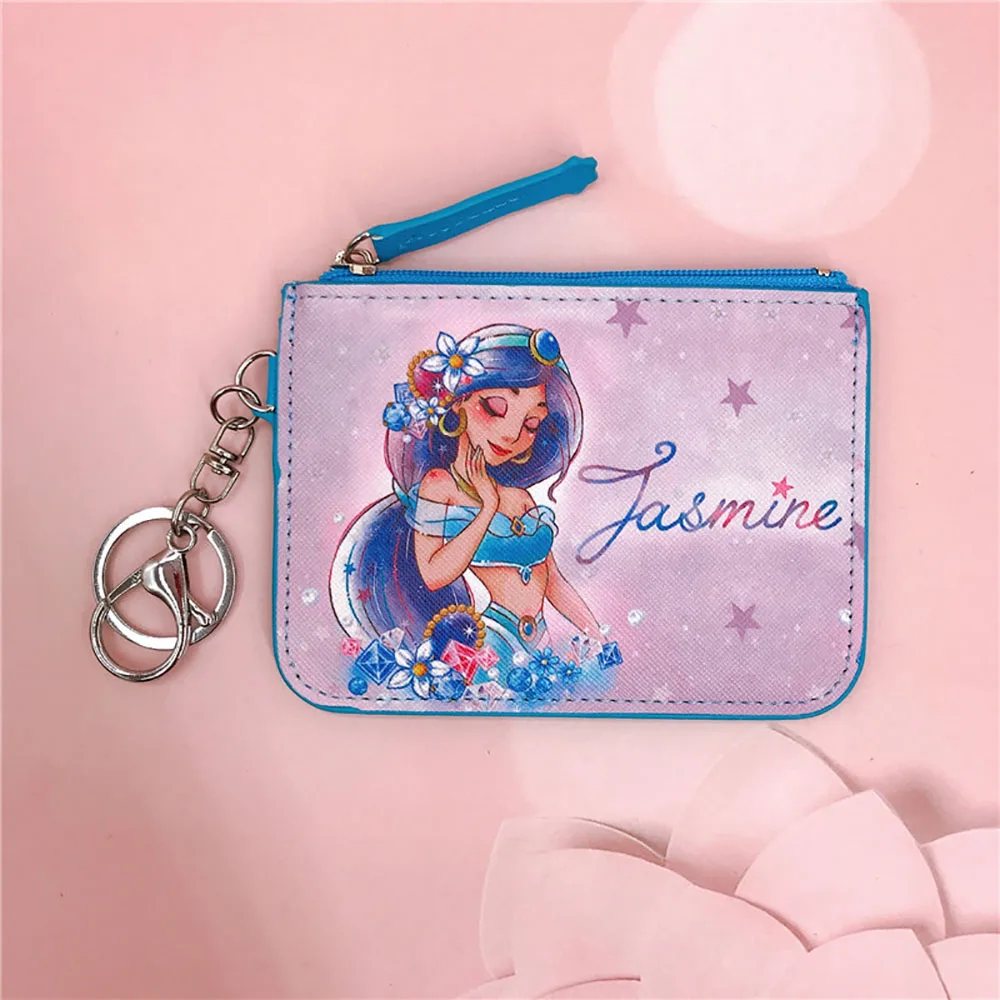 Disney Girl Princess portamonete bambini PU Leather Zipper Mini portafoglio corto donna carta di credito ID studente Campus Card Hold