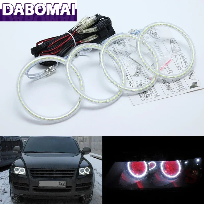 

Ультраяркие белые светодиодные кольца SMD Angel Eyes 2600LM 12V, комплект дневных ходовых огней для Volkswagen Touareg 2003 2004 2005 2006