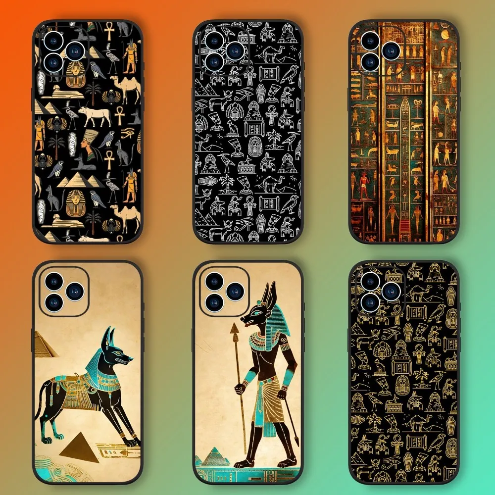 Ancient Egyptian Elements Phone Case For Samsung Galaxy A51 A71 A41 A21S A11 A03S A12 A32 A52 5G Black Silicone Shell