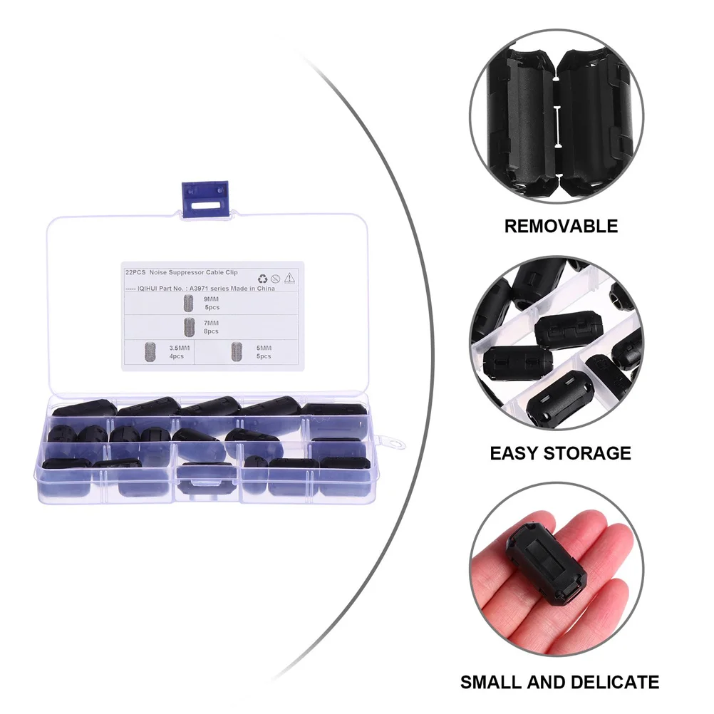 

30 pcs Ferrite Core Cord Ring Noise Filters For Ac Usb Clip-On Home Supplies Cable Plastic Clip Removable Mini Ferrite Choke