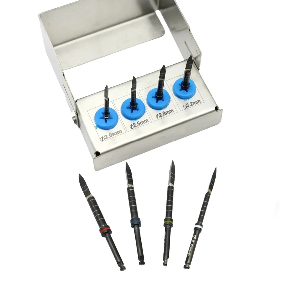 4Pcs/set Dental surgical guide drill implant instruments Dental Implant Long Lance Pilot Drills Burs Tools